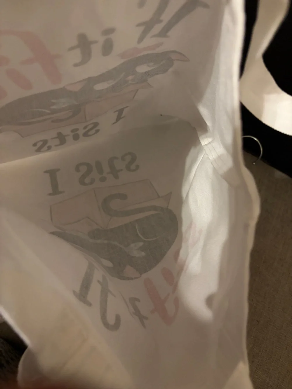 White Cat Tote Bag - If It Fits I Sits NWOT